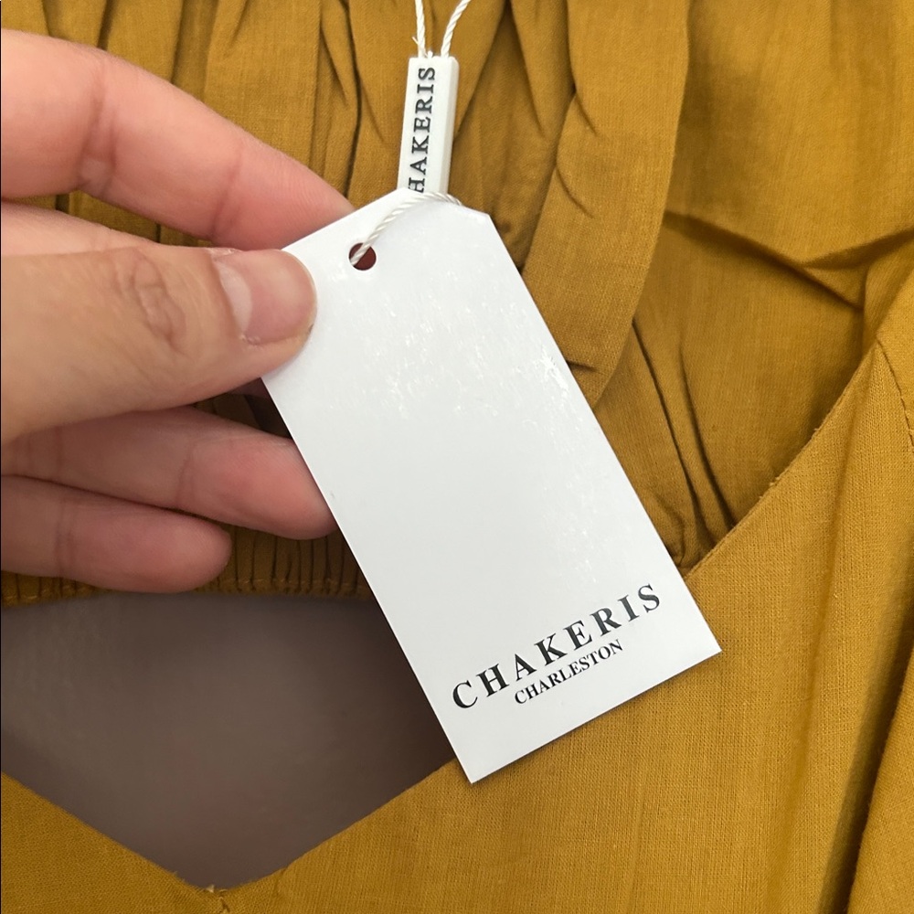 NWT Chakeris Charleston Yellow Flowy Cut out Maxi Dress Off the Shoulder Size S - Picture 10 of 15